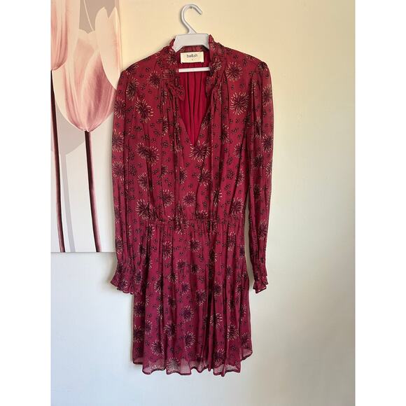 BA&SH Rose Tie Neck Long Sleeve Mini Dress Size 1 - Picture 5 of 7